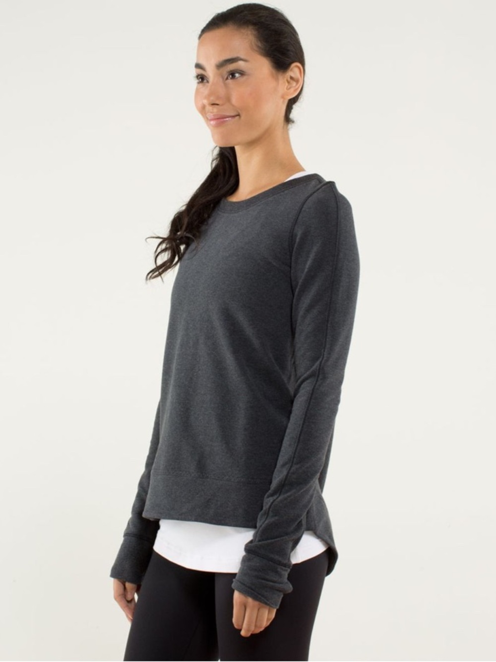 Lululemon Exhalation Pullover Heathered Black / Black Gray size 4/6 fit - Picture 3 of 16